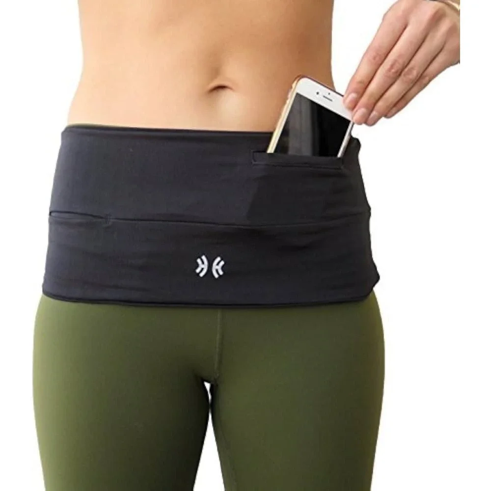 Limber Stretch Money Belt Unisex Black Travel Running Hiking Waist Pack Large